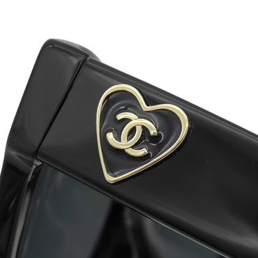 シャネル CHANEL バタフライ シェイプ 56□18 5477-A ブラック プラスチック サングラス ゴールド金具 黒 ココマーク ハート