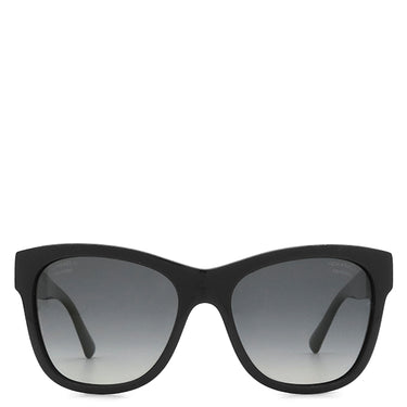 シャネル CHANEL スクエア 56□17 5380-A ブラック プラスチック サングラス シルバー金具 黒 グレーレンズ グラデーション キャッツアイ ココマーク