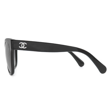 シャネル CHANEL スクエア 56□17 5380-A ブラック プラスチック サングラス シルバー金具 黒 グレーレンズ グラデーション キャッツアイ ココマーク