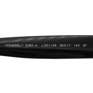 シャネル CHANEL スクエア 56□17 5380-A ブラック プラスチック サングラス シルバー金具 黒 グレーレンズ グラデーション キャッツアイ ココマーク