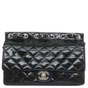 シャネル CHANEL マトラッセ チェーンショルダー ブラック レザー ショルダーバッグ シルバー金具 黒 パテント エナメル