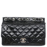 シャネル CHANEL マトラッセ チェーンショルダー ブラック レザー ショルダーバッグ シルバー金具 黒 パテント エナメル