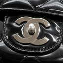 シャネル CHANEL マトラッセ チェーンショルダー ブラック レザー ショルダーバッグ シルバー金具 黒 パテント エナメル
