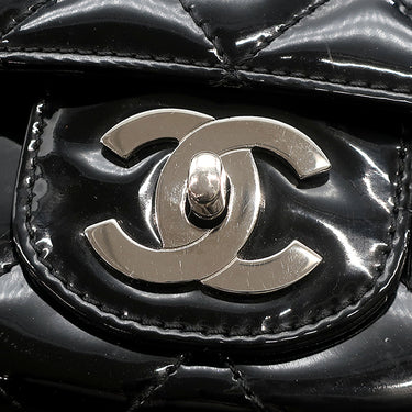 シャネル CHANEL マトラッセ チェーンショルダー ブラック レザー ショルダーバッグ シルバー金具 黒 パテント エナメル