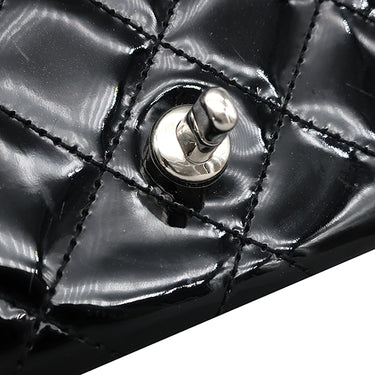 シャネル CHANEL マトラッセ チェーンショルダー ブラック レザー ショルダーバッグ シルバー金具 黒 パテント エナメル
