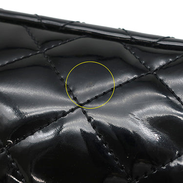 シャネル CHANEL マトラッセ チェーンショルダー ブラック レザー ショルダーバッグ シルバー金具 黒 パテント エナメル
