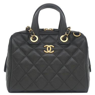 シャネル CHANEL マトラッセ スモール ボーリングバッグ AS5578 ブラック キャビアスキン ショルダーバッグ ゴールド金具