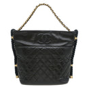 シャネル CHANEL アンヴォーグ ロープ トート ブラック レザー ショルダーバッグ ゴールド金具 黒 ココマーク チェーンバッグ