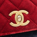 シャネル CHANEL マトラッセ チェーンショルダー レッド×ネイビー×ブラック ベロア ショルダーバッグ ゴールド金具 ベロア カメリア