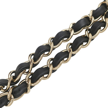シャネル CHANEL カメリア リボン ピンク×ブラック コーデュロイ ラムスキン ショルダーバッグ ゴールド金具 シェブロン Vステッチ