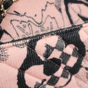シャネル CHANEL カメリア リボン ピンク×ブラック コーデュロイ ラムスキン ショルダーバッグ ゴールド金具 シェブロン Vステッチ