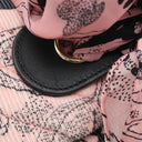 シャネル CHANEL カメリア リボン ピンク×ブラック コーデュロイ ラムスキン ショルダーバッグ ゴールド金具 シェブロン Vステッチ