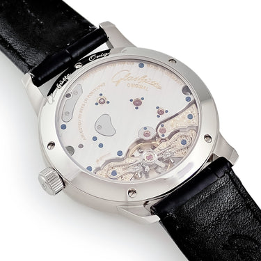 腕時計 グラスヒュッテ オリジナル GLASHUTTE ORIGINAL パノリザーブ 1-65-01-26-12-61 手巻き メンズ ブルー パノラマデイト オフセンター