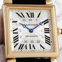 腕時計 カルティエ Cartier タンク オビュ LM W1516956 手巻き メンズ レディース K18YG無垢 スクエア ギョーシェ 青針 ローマン