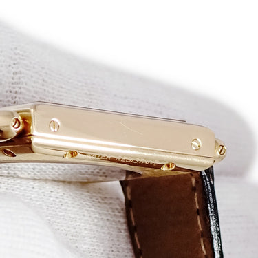 腕時計 カルティエ Cartier タンク オビュ LM W1516956 手巻き メンズ レディース K18YG無垢 スクエア ギョーシェ 青針 ローマン