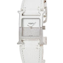 腕時計 エルメス HERMES Hウォッチ ドゥブルジュー PM HH1.234 クオーツ レディース 純正ダイヤ パヴェ ホワイト H型 スクエア