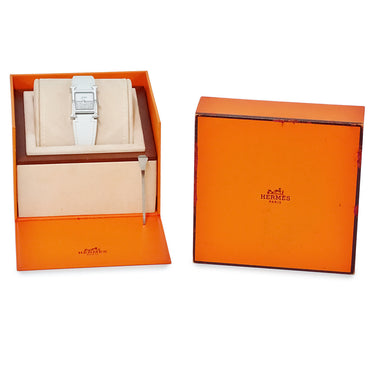腕時計 エルメス HERMES Hウォッチ ドゥブルジュー PM HH1.234 クオーツ レディース 純正ダイヤ パヴェ ホワイト H型 スクエア