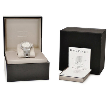 腕時計 ブルガリ BVLGARI ディアゴノ デイト DG40S 自動巻き メンズ シルバー ギョーシェ バー アラビア ステンレス 夜光