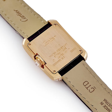 腕時計 カルティエ Cartier タンク アングレーズ SM WT100014 クオーツ レディース K18YG無垢 純正ダイヤ ローマン 青針 ギョーシェ