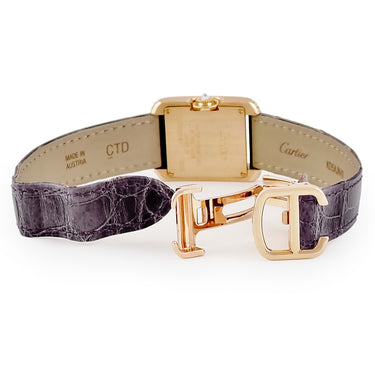 腕時計 カルティエ Cartier タンク アングレーズ SM WT100014 クオーツ レディース K18YG無垢 純正ダイヤ ローマン 青針 ギョーシェ