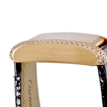 腕時計 カルティエ Cartier タンク アングレーズ SM WT100014 クオーツ レディース K18YG無垢 純正ダイヤ ローマン 青針 ギョーシェ