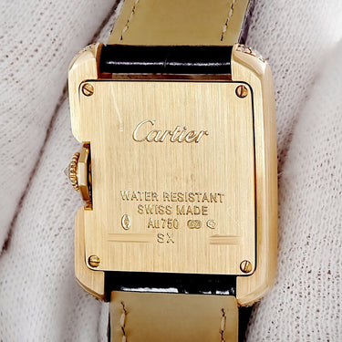 腕時計 カルティエ Cartier タンク アングレーズ SM WT100014 クオーツ レディース K18YG無垢 純正ダイヤ ローマン 青針 ギョーシェ