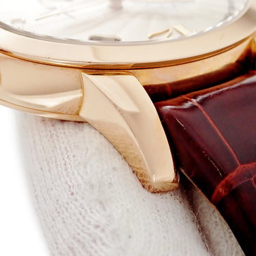 腕時計 ジラールペルゴ GIRARD PERREGAUX キャッツアイ 80480 自動巻き レディース K18PG無垢 純正ダイヤ シェル ギョーシェ アイボリー デイト