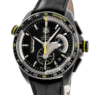 腕時計 タグホイヤー TAG Heuer グランドカレラ キャリバー36RS クロノグラフ CAV5186 自動巻き メンズ ブラック イエロー チタン