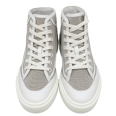 エルメス HERMES ゲット アップ H231028Z ベージュ×ホワイト キャンバス レザー #38 スニーカー 新品 未使用 Hロゴ ハイカット