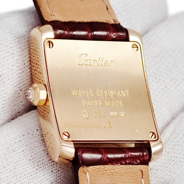 腕時計 カルティエ Cartier タンク フランセーズ SM WE104531 クオーツ レディース K18PG無垢 純正ダイヤ 青針 スクエア ローマン