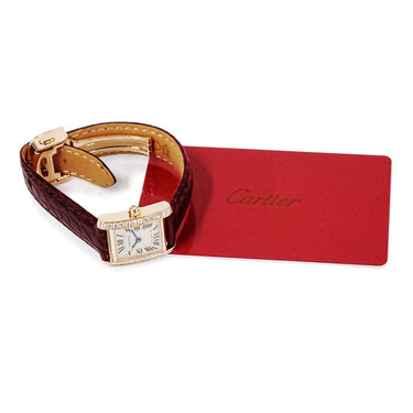 腕時計 カルティエ Cartier タンク フランセーズ SM WE104531 クオーツ レディース K18PG無垢 純正ダイヤ 青針 スクエア ローマン