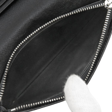 ルイヴィトン LOUIS VUITTON ポルトフォイユ ブラザ M32654 ブラック タイガ 長財布 シルバー金具 二つ折りイニシャル刻印有り