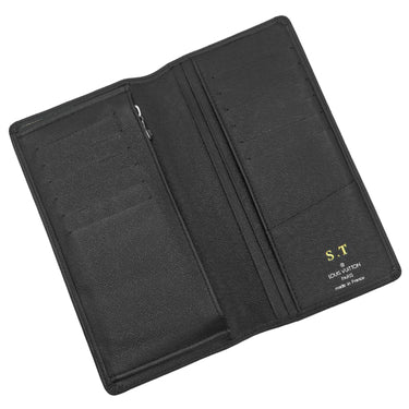 ルイヴィトン LOUIS VUITTON ポルトフォイユ ブラザ M32654 ブラック タイガ 長財布 シルバー金具 二つ折りイニシャル刻印有り