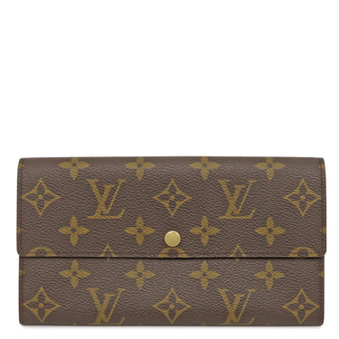 ルイヴィトン LOUIS VUITTON ポシェット ポルトモネ クレディ M61725 モノグラム モノグラムキャンバス 長財布 ゴールド金具 茶 フラップ式