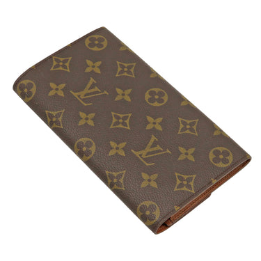 ルイヴィトン LOUIS VUITTON ポシェット ポルトモネ クレディ M61725 モノグラム モノグラムキャンバス 長財布 ゴールド金具 茶 フラップ式
