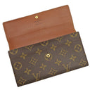 ルイヴィトン LOUIS VUITTON ポシェット ポルトモネ クレディ M61725 モノグラム モノグラムキャンバス 長財布 ゴールド金具 茶 フラップ式