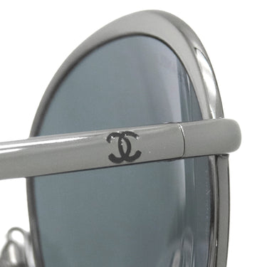 シャネル CHANEL ラウンド シェイプ 55□18 4206 ブラック プラスチック メタル サングラス ガンメタル金具 黒 グレーレンズ マーブル ココマーク