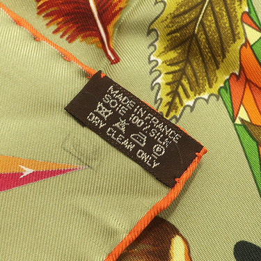 エルメス HERMES カレ90 グリーン×マルチカラー シルク スカーフ 【LOMBRELLE MAGIQUE/魔法の杖傘】