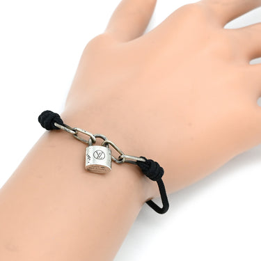 ルイヴィトン LOUIS VUITTON ブラスレ シルバー ロックイット Q05173 ブラック×シルバー シルバー925 ブラックコード ブレスレット パドロック