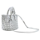 バレンシアガ BALENCIAGA ビストロ XS バケットバッグ 671342 シルバー エナメル 2WAYバッグ シルバー金具 メタリック かごバッグ ハンドルホルダー付き
