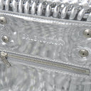 バレンシアガ BALENCIAGA ビストロ XS バケットバッグ 671342 シルバー エナメル 2WAYバッグ シルバー金具 メタリック かごバッグ ハンドルホルダー付き