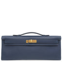 エルメス HERMES ケリーカット ブルーネイビー ヴォースイフト ハンドバッグ 紺 クラッチ