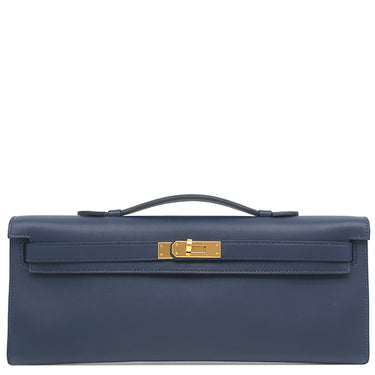 エルメス HERMES ケリーカット ブルーネイビー ヴォースイフト ハンドバッグ 紺 クラッチ