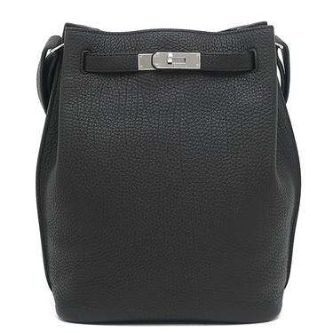 エルメス HERMES ソーケリー 22 ブラック トゴ ショルダーバッグ シルバー金具 黒 肩掛け
