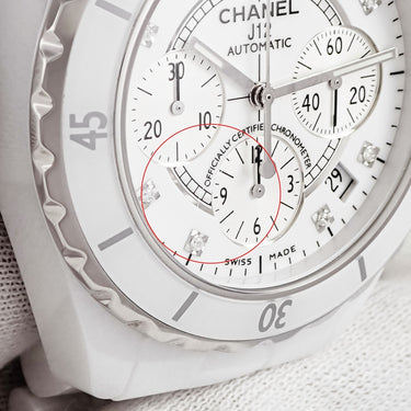 腕時計 シャネル CHANEL J12 クロノグラフ 41mm H2009 自動巻き メンズ 純正ダイヤ ホワイト セラミック スモールセコンド デイト