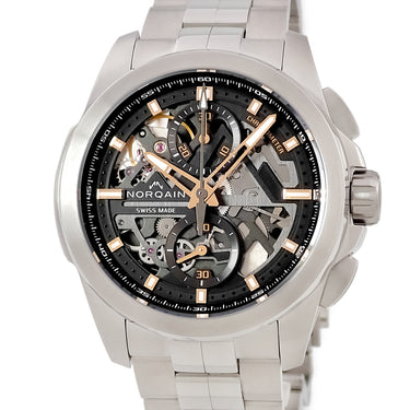 腕時計 ノルケイン NORQAIN インディペンデンス スケルトン クロノ 42mm NN3200SC/B323/102KC 自動巻き メンズ 新品同様 黒