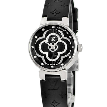 腕時計 ルイヴィトン LOUIS VUITTON タンブール ムーン ディヴァイン PM QA018 クオーツ レディース 純正ダイヤ モノグラム フラワー