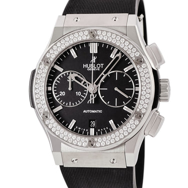 腕時計 ウブロ HUBLOT クラシックフュージョン チタニウム クロノグラフ ダイヤモンド 521.NX.1170.LR.1104 自動巻き メンズ 黒