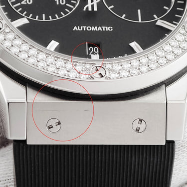 腕時計 ウブロ HUBLOT クラシックフュージョン チタニウム クロノグラフ ダイヤモンド 521.NX.1170.LR.1104 自動巻き メンズ 黒