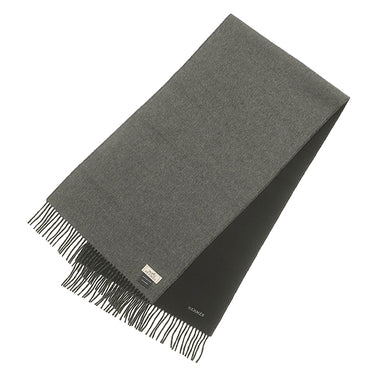 エルメス HERMES レクトヴェルソ H393800T ブラック×フランネルグレー カシミヤ マフラー 新品 未使用 リバーシブル フリンジ ロゴ刺繍